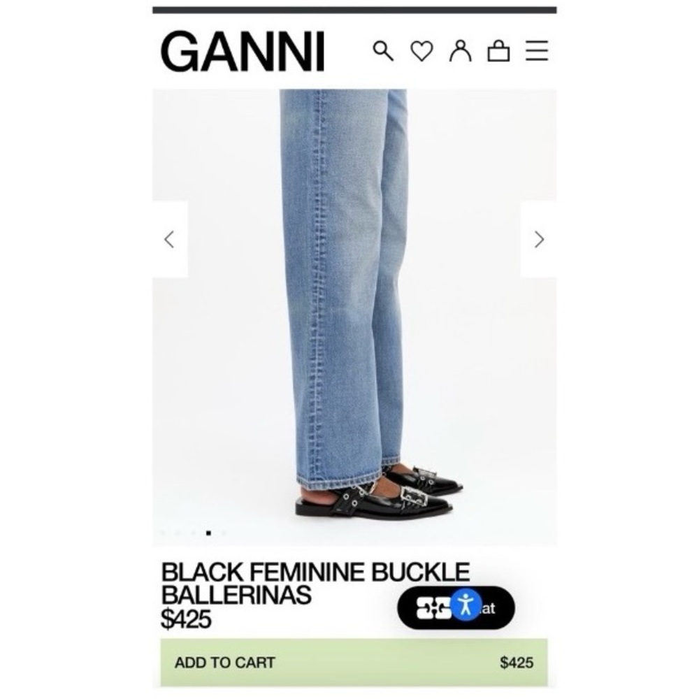 GANNI 🖤 Chunky Buckle Slingback Ballerina Flats - Picture 4 of 16
